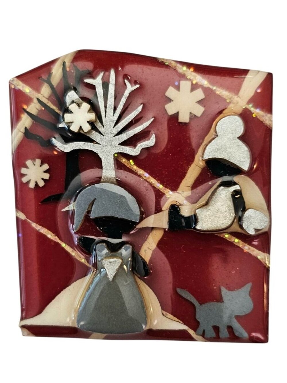 Lucinda Little People Christmas Snowflake Cat Pin J832